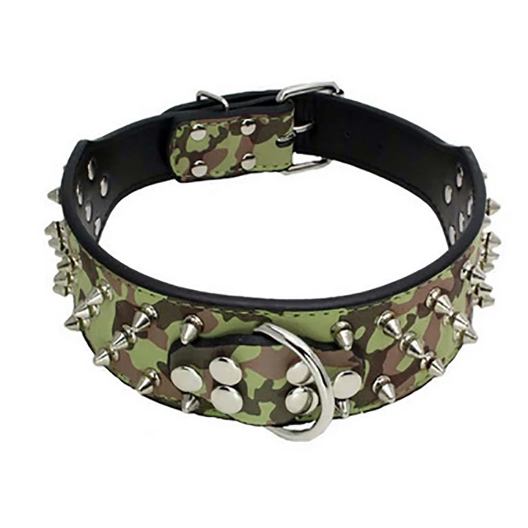 

Hot Big PU Rivet Pet Dog Collar Large Spiked Leather Dog Collar with Chain, Picture