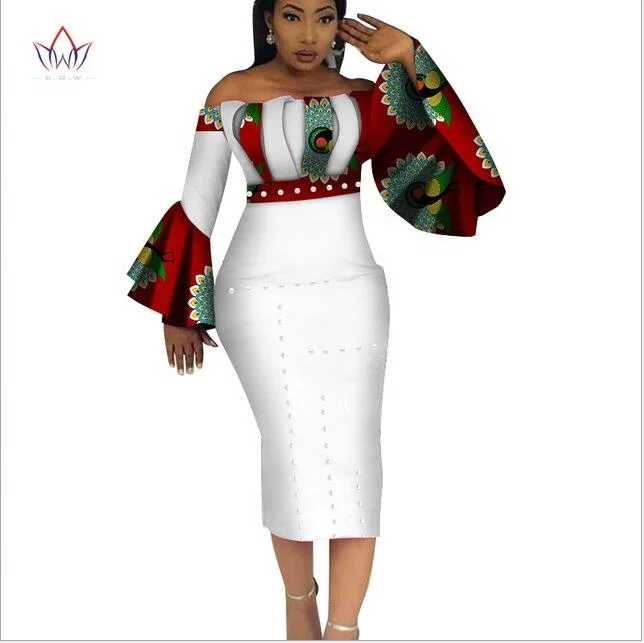 

African cotton wax clothes long dresses summer casual cotton wax dresses one-neck beaded kaftan dress