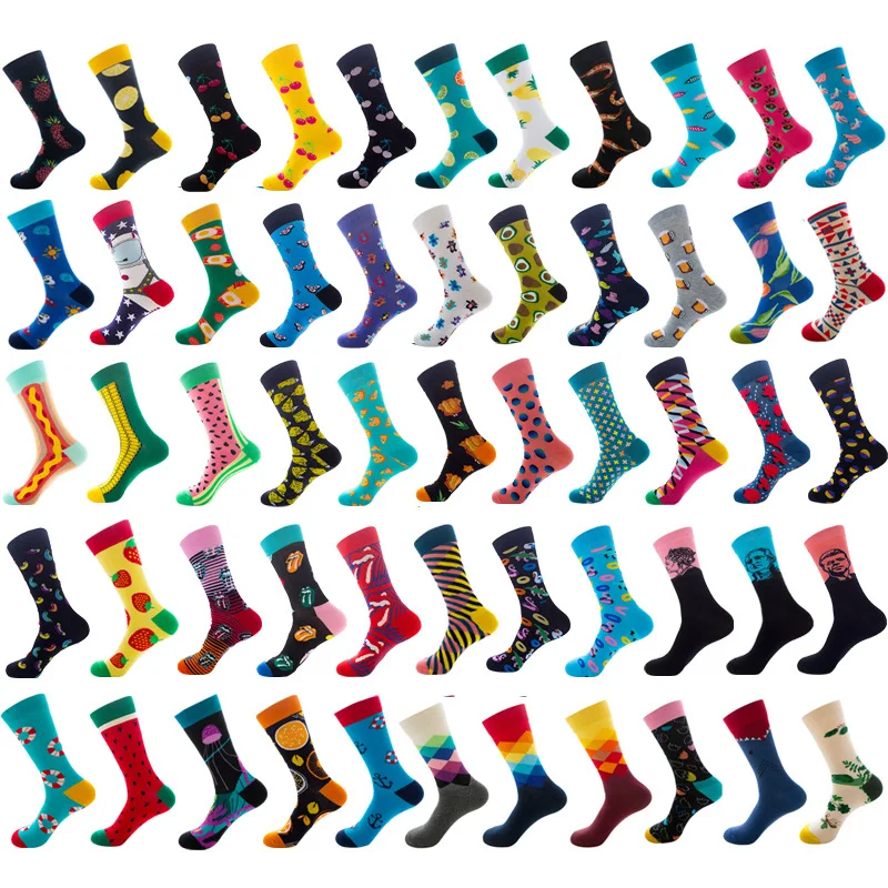 

2021 Print Fashion Combed Cotton Crew Socks Custom Crew Mens Womens Funny Socks Men Colorful Wholesale