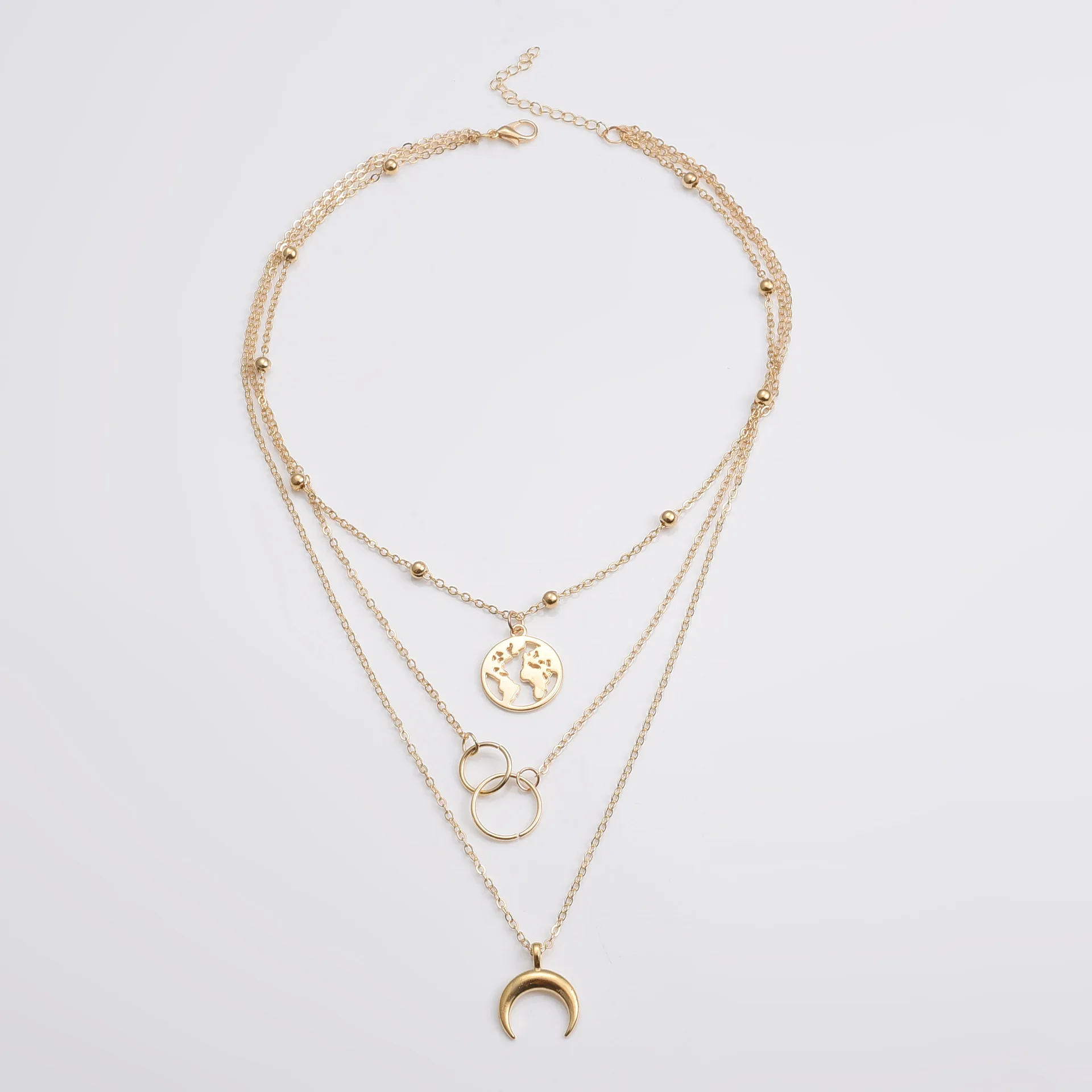 Multilayer Moon Map Necklace W