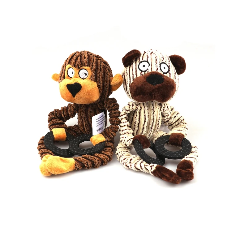 

2021 Eco Friendly Indestructible Monkey Bear Cute Interactive Pet Dog Chew Plush Toy For Dogs