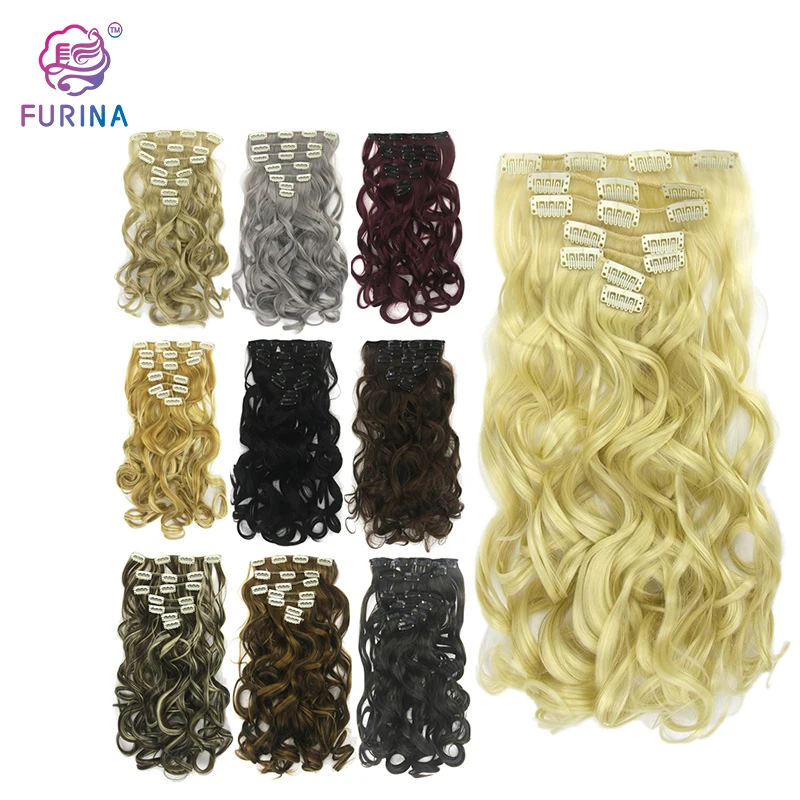 

7pcs long Straight Synthetic Heat Resistant fiber weft Clip in Hair Extension weft hair extensions for Women