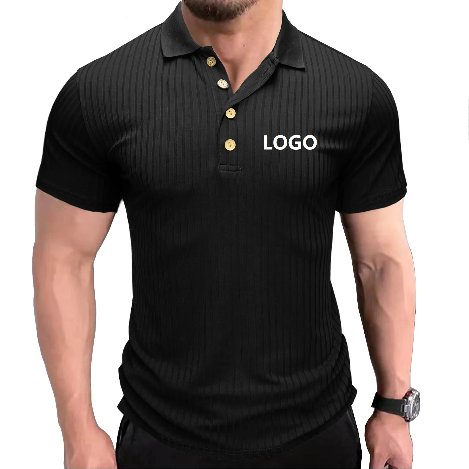 

US Size Muscle Tshirt Men's T-shirt Sports Short Sleeve Fitness Workout Leisure Golf POLO T Shirt, Picture shown