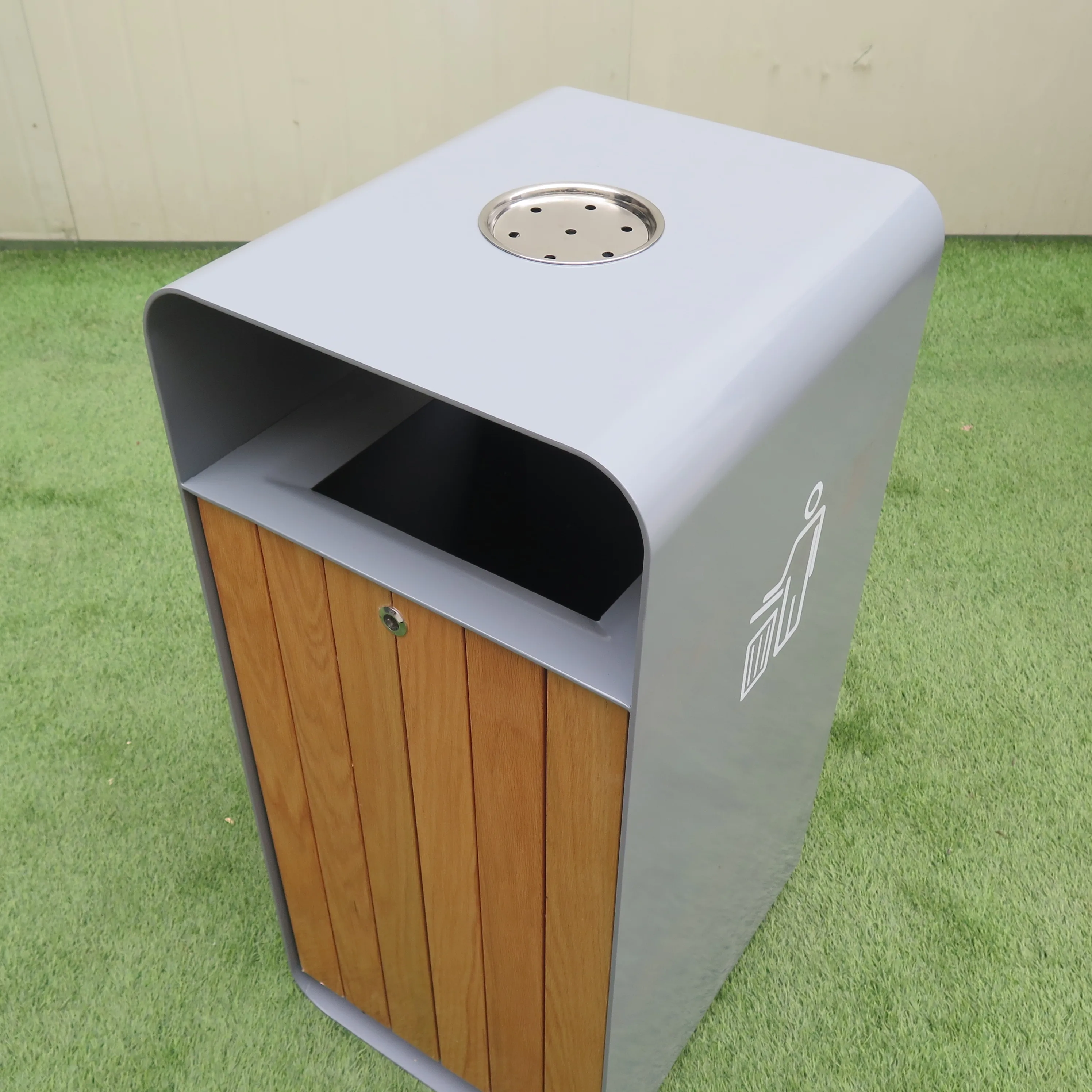 Teak Trash Receptacles - Outdoor Wooden Garbage and Recycling Bins