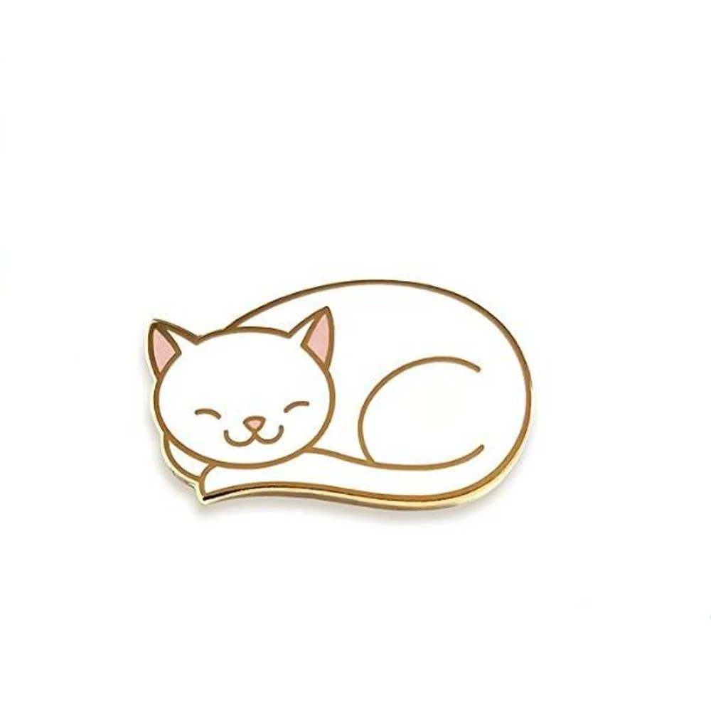 

Cheap Custom Gold Plated Cute Sleeping Cat Enamel Lapel Pin, Custom color