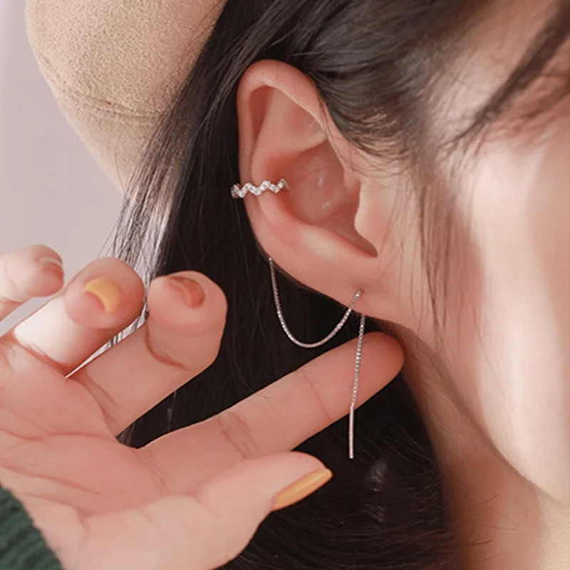 

CAOSHI Wholesale Hot Create Unique Diamond Shiny Zircon Stud Earring Long Tail Girls Silver Fashion Earrings Women