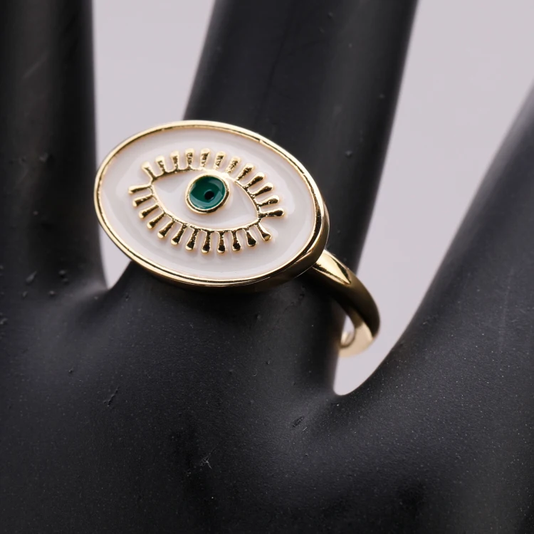 

Fashion Gold Plated Zircon Devil Eye Ring Women Lovely Devil Green Eye Jewelry Creative Design CZ Gemstone Rings For Women Gift