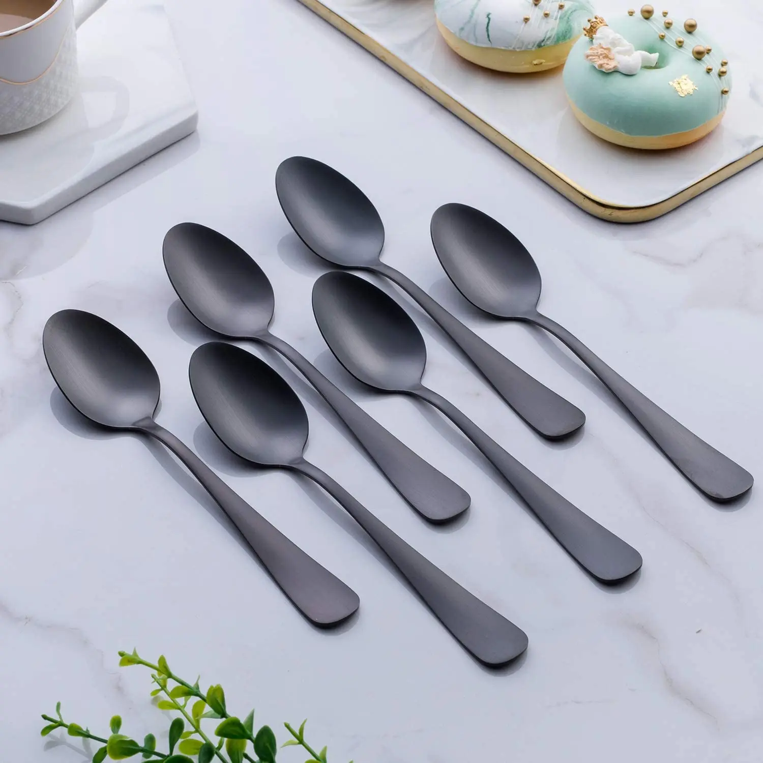 

QZQ Wholesale Stainless Steel Kids Silver Gold Utensil Salad Tea Dinner Dessert Tableware Serving Fancy Spoon Set