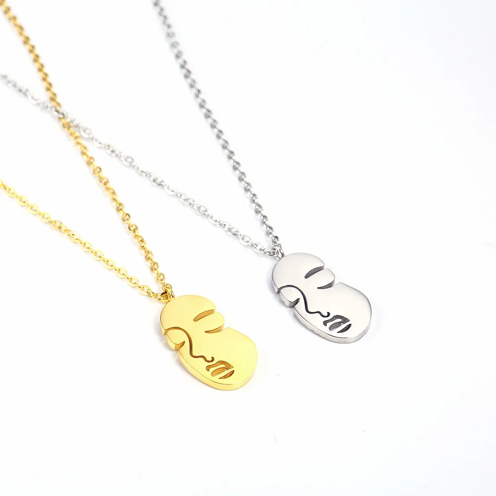 

wholesale 18K gold-plated titanium steel creative facial makeup ladies necklace