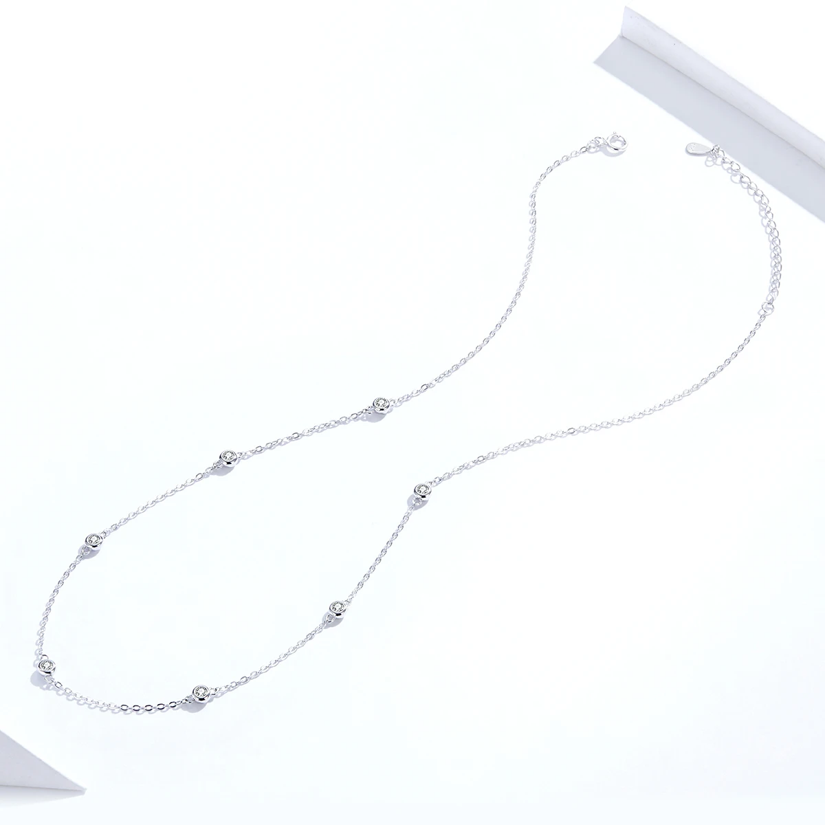 

925 Sterling Silver CZ Link Chain Necklace Female Choker Necklace