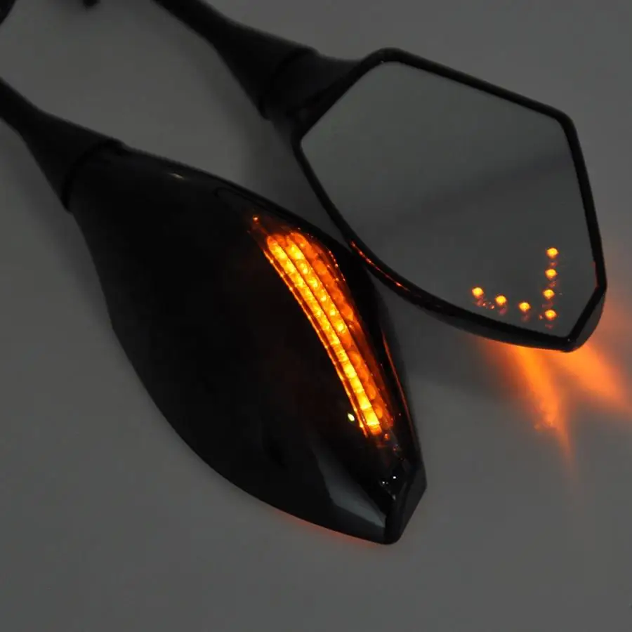 Black Rear View Side Mirrors LED Turn Signals Fits For Honda CBR600RR CBR1000RR CBR250R CBR500R ZX-6R for SUZUKI GSX-R750 600