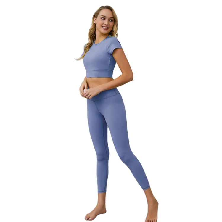 

New High Waist Fashionable Seamless High Elastic Sports Fitness Legging Set Seamless Pant Track Women Yoga Suit Seamless