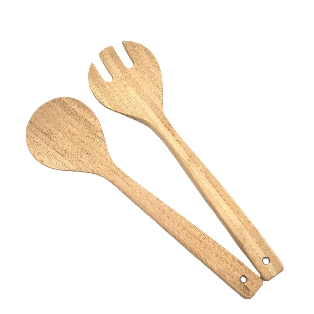 

high quality kitchen bamboo cooking salda utensil spoon and fork, Natural