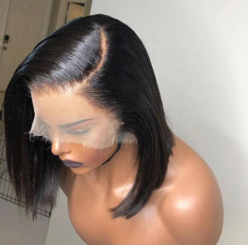 

Factory Price Remy Brazilian Human Hair Bob NEW Fake Scalp Short Straight Lace frontal Wigs With Baby Hair Wig For Black Women