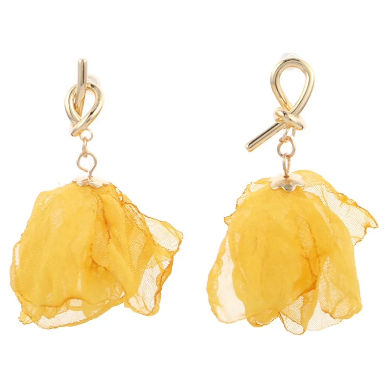 

Fashion Dangle Earrings for Women Yarn Flower Drop Earring New Spring Wedding Jewelry Wholesale Gift for Girls