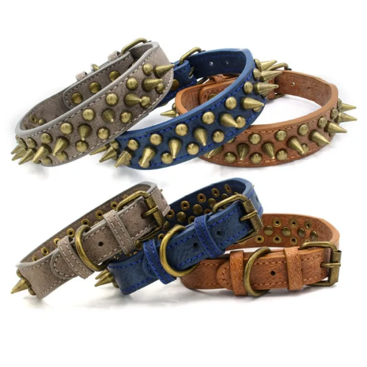 

Adjustable Rivet Spiked Studded Dog Collar Cool Dog Neck Strap Outdoor Sports Cool Pet Collar with Rivet Pets Accesory, More colours for your choice