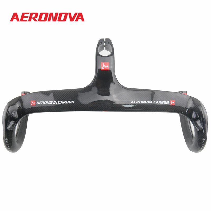 

AERONOVA carbon handlebar 3K Glossy/UD Matte road bike full carbon integrated handlebar with stem, Black