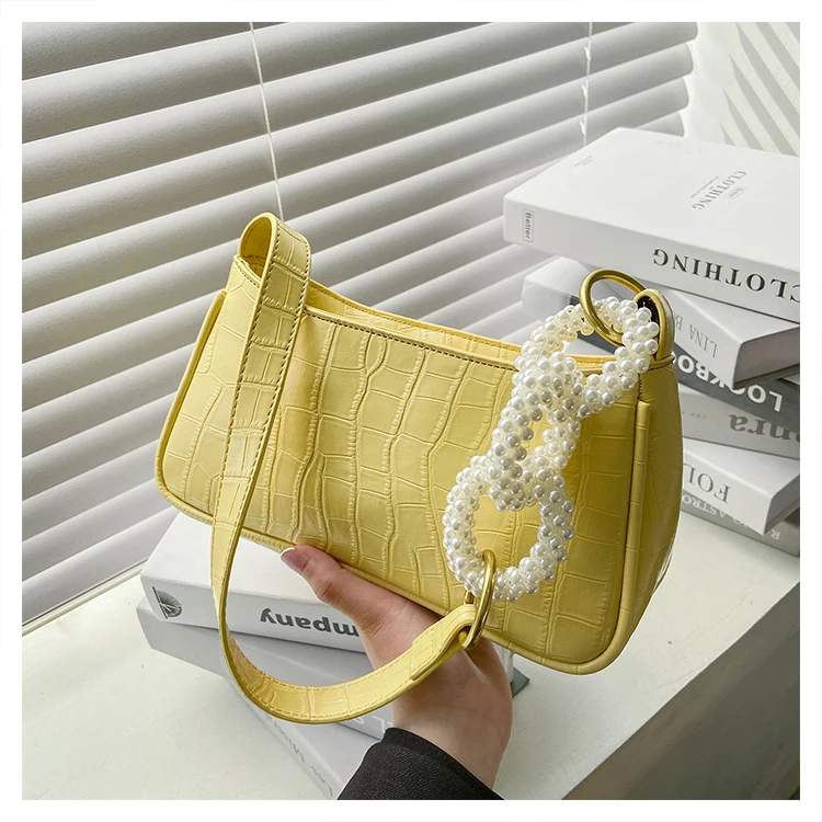 

ZB480 2021/22 AW New crocodile underarm shoulder bags ladies women luxury handbags for women 2021 ladies pearl chain hand bags, Many colors customized