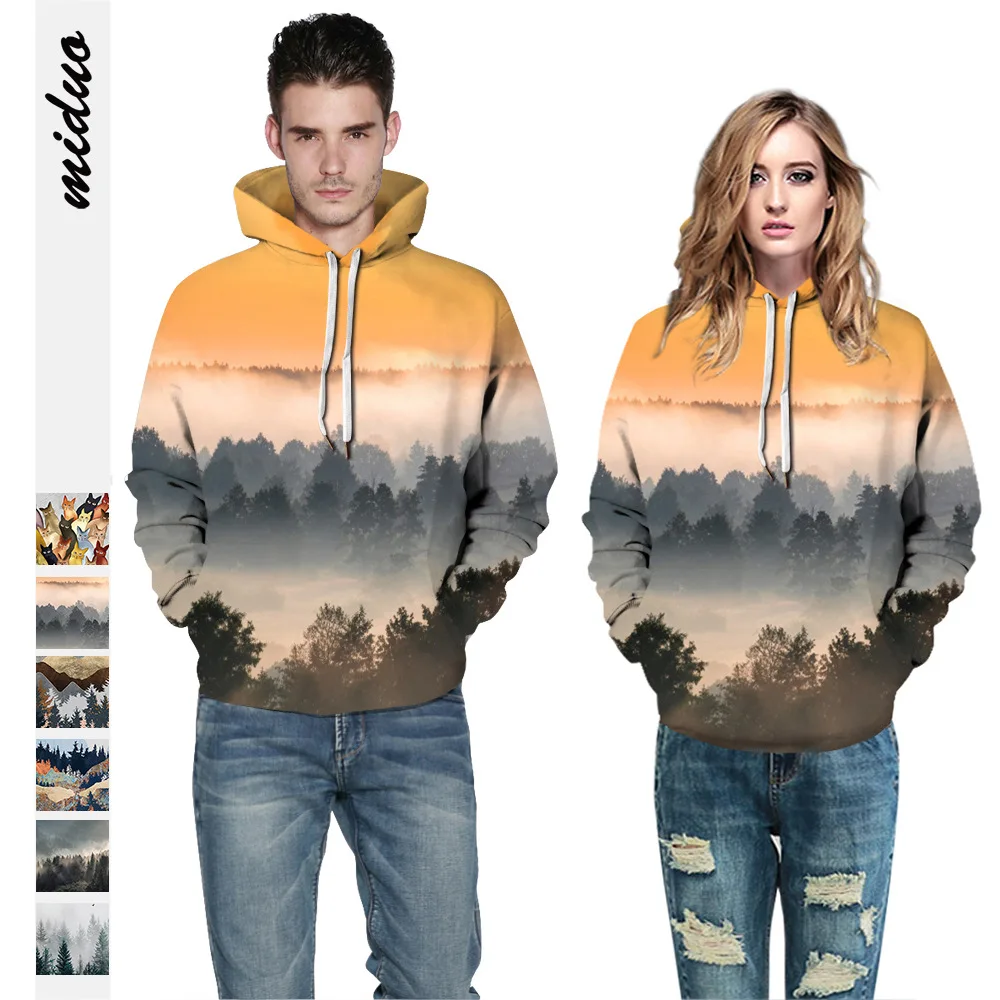 

2022 new cat digital printing autumn and winter casual hoodies unisex long-sleeved brand fashion top, Picture shows