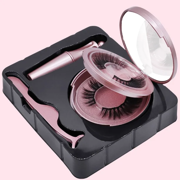 

easy application magnetic eyeliner and lashes kit customize eyelash set with faux lash, Natural black magnetic eyelashes