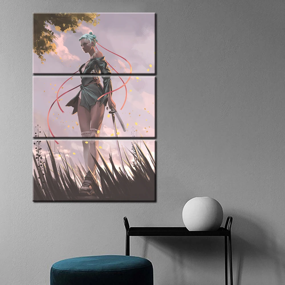 

3 Pieces Wallpaper Home Decor New Game Ghost of Tsushima Oil Painting Wall Art Canvas Paints Stickers Wall Decor Murals Gifts, Multiple colours