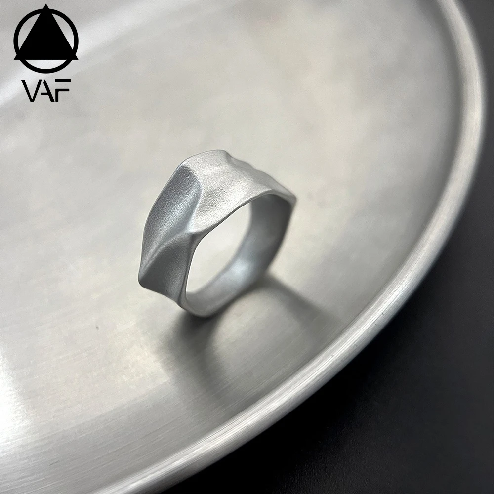 VAF Cool Hip Hop Matte Ring Bague Homme Cincin Pria Punk Stainless Steel Irregular Ring for Men Matter Unregelmabiger Ring