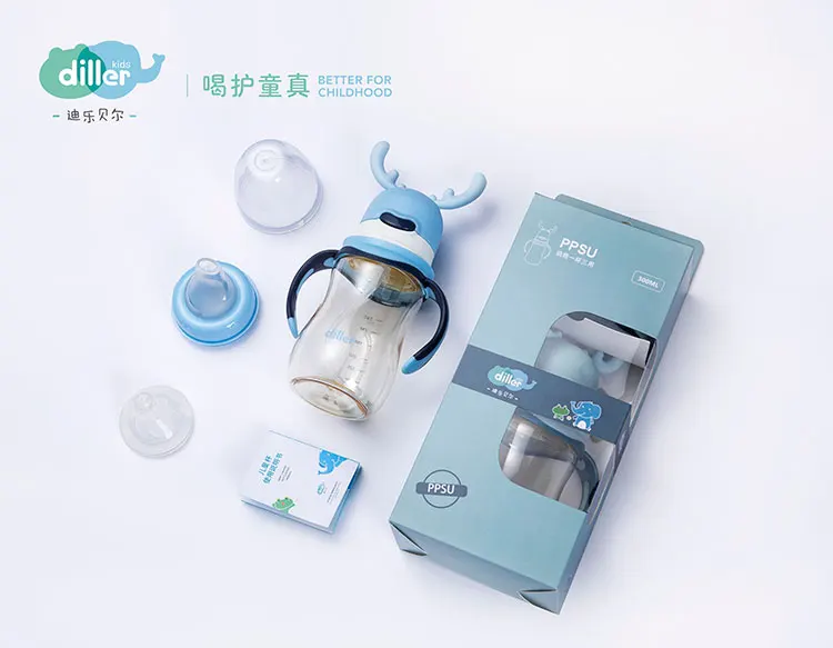 
Cute girl boy bpa free tirtan sipper drinking water bottle baby bottle with straw nipple 