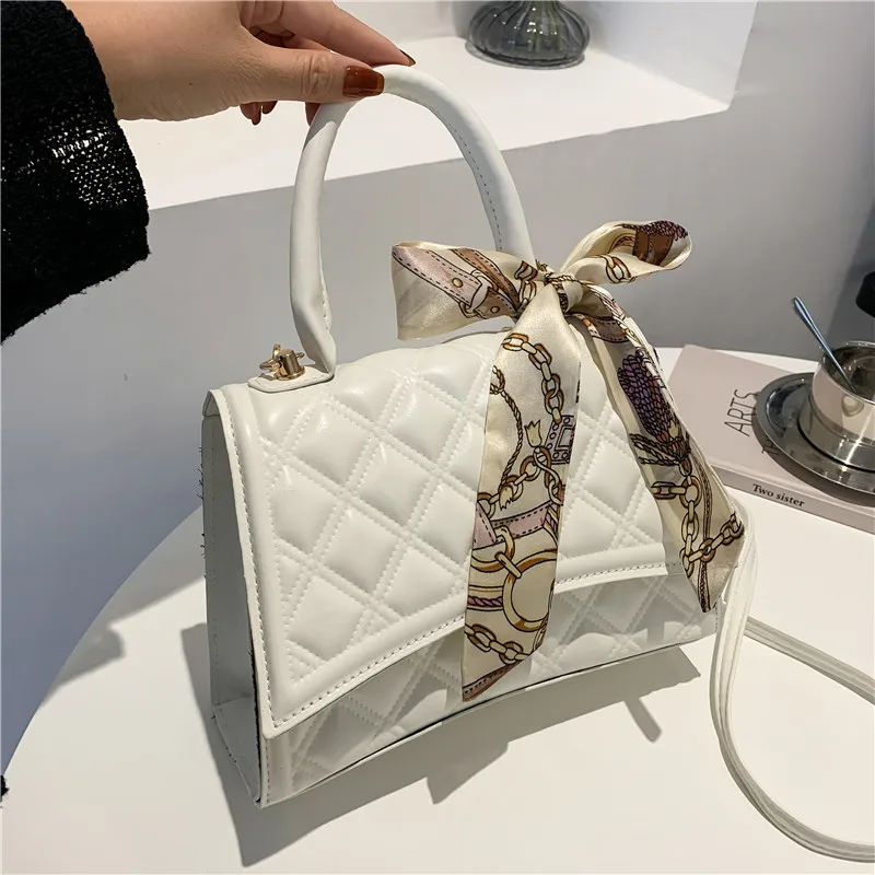 

Bowknot Silk Scarf Bag For Women 2022 New Korean Fashion Small Square Bag Simple Western Style Single Shoulder Cross Bag