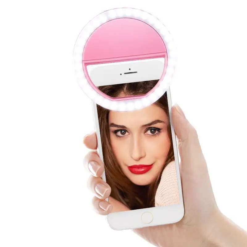 

Best price Outdoor beauty Make Up fill-in Rechargeable Mini outdoor mobile phone clip Led selfie working ring light, Black,white,pink,blue