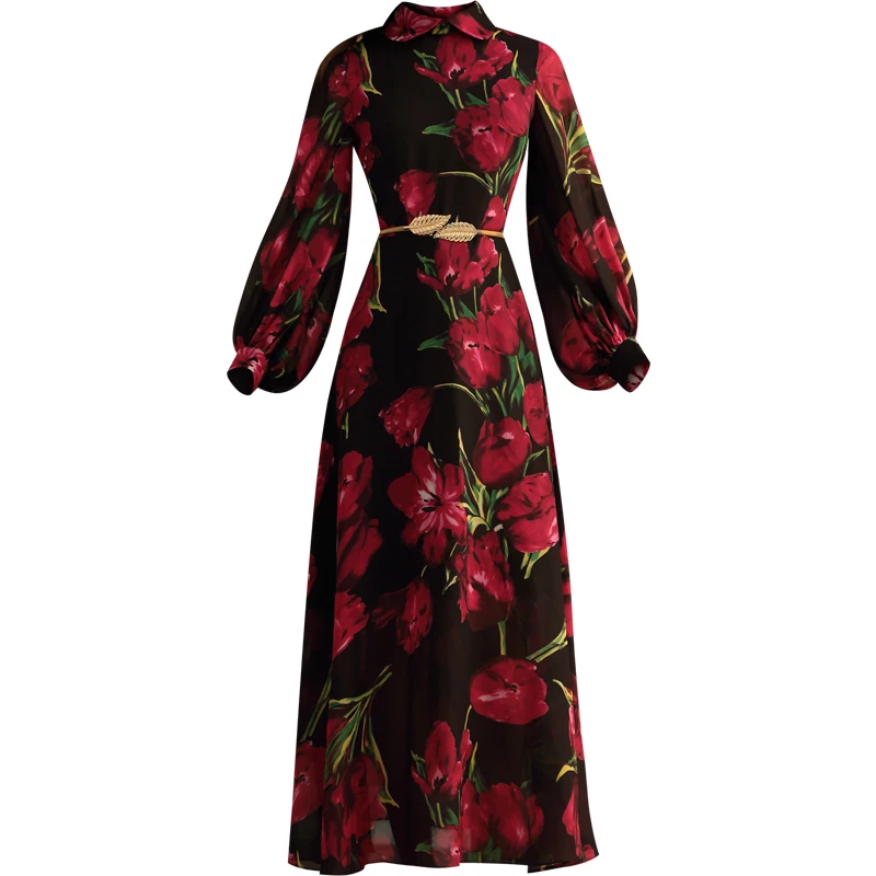 

Custom Fashions Elegant Vintage Ladies dresses Print Silk Long Dress Long Sleeve Casual Dresses, Color block or custom
