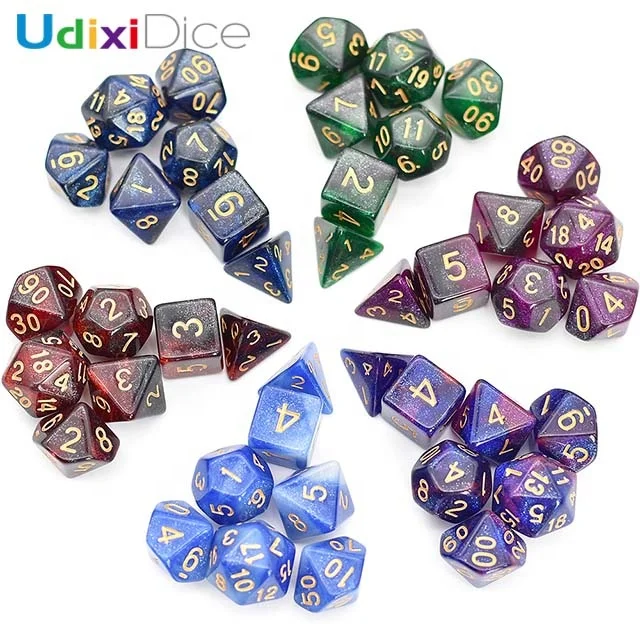 

Udixi Polyhedral Bulk Dice Wholesale Plastic Glitter Dice for DND RPG Gaming Dice, 5color