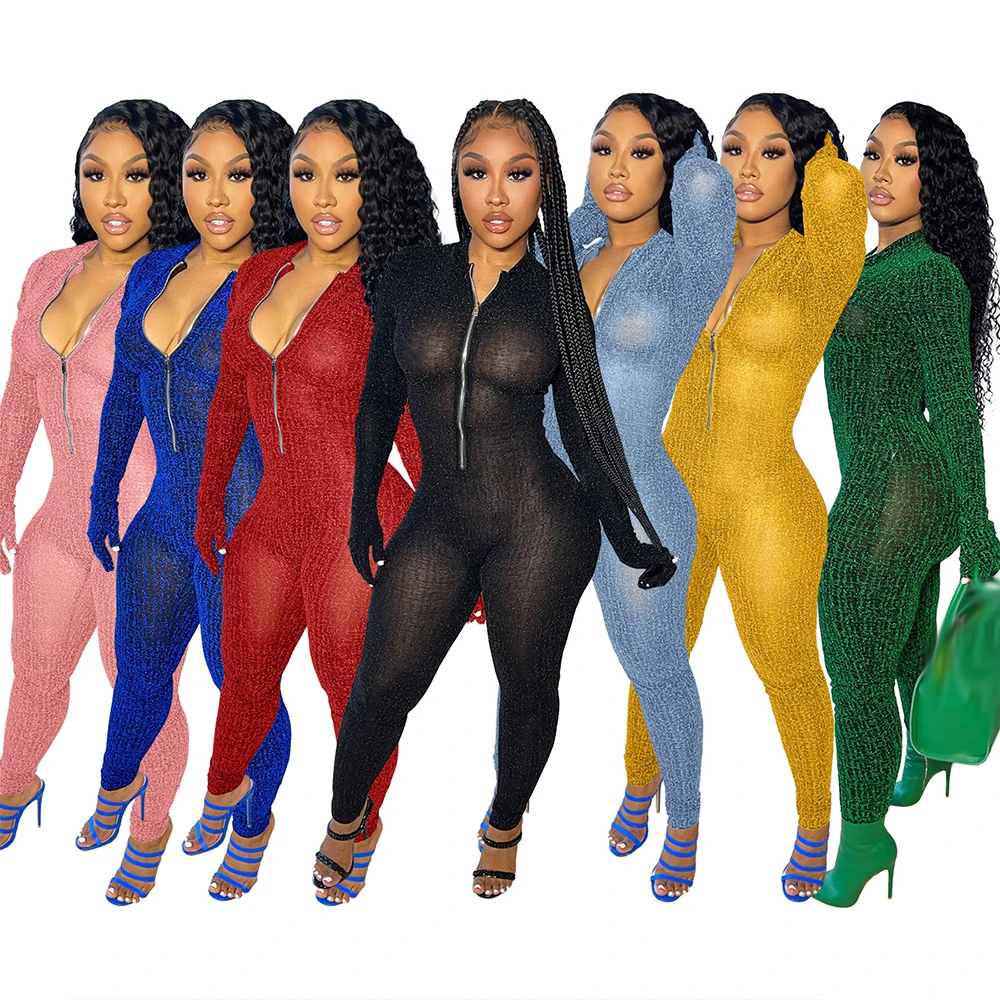 

Sexy Jumpsuits Women Fitness Long Bodysuit Long Sleeve Bodycon Romper Party Overalls One Piece Jumpsuit