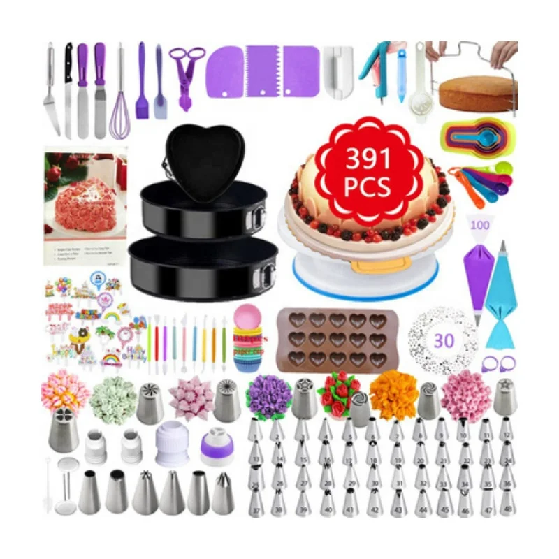 

2021 Amazon hot sales 391 pcs Cake Decorating set Springform Cake Pans kit