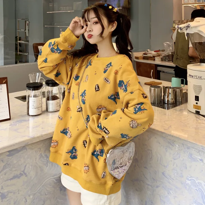 

Funny Sweatshirt Women 2021 New Fashion Cartoon Hoodie Coat Oversized Streetwear Sweatshirts Hip Hop Cool Pullover Coats