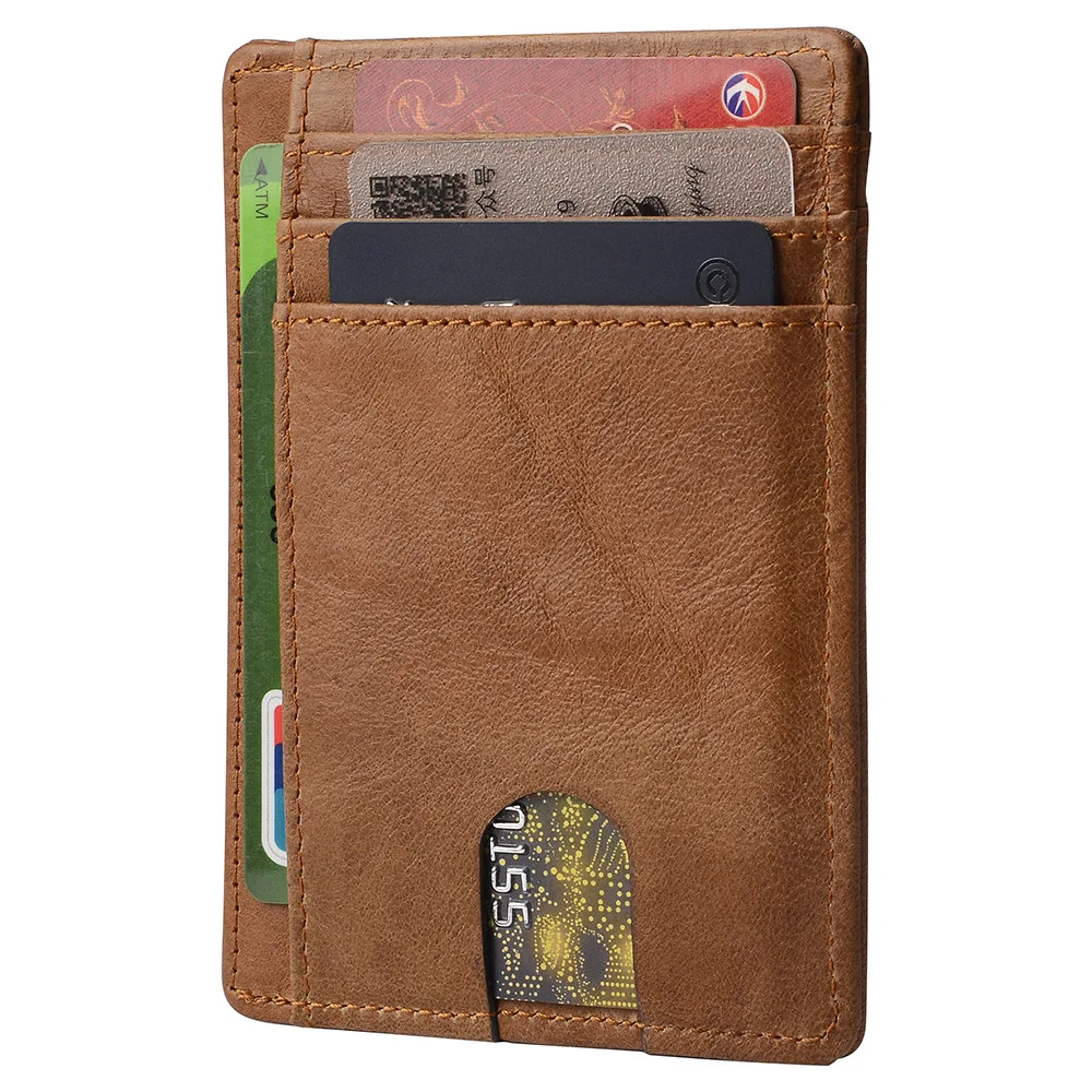 

Genuine Leather RFID Blocking Slim & Thin Card Slots RFID Credit Card Holder for Women and Men Minimalist Front Pocket Wallet