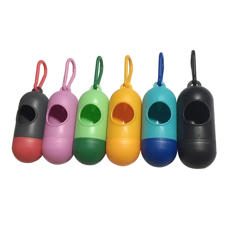 

Portable Dog Poop Pill Shape Holder Cleaning Pet Waste Bag Dispenser, Any color is avalible