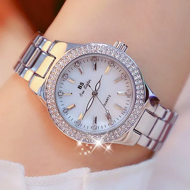 

Watches Women Luxury Brand BS bee sister Fashion Silver Watch Lady