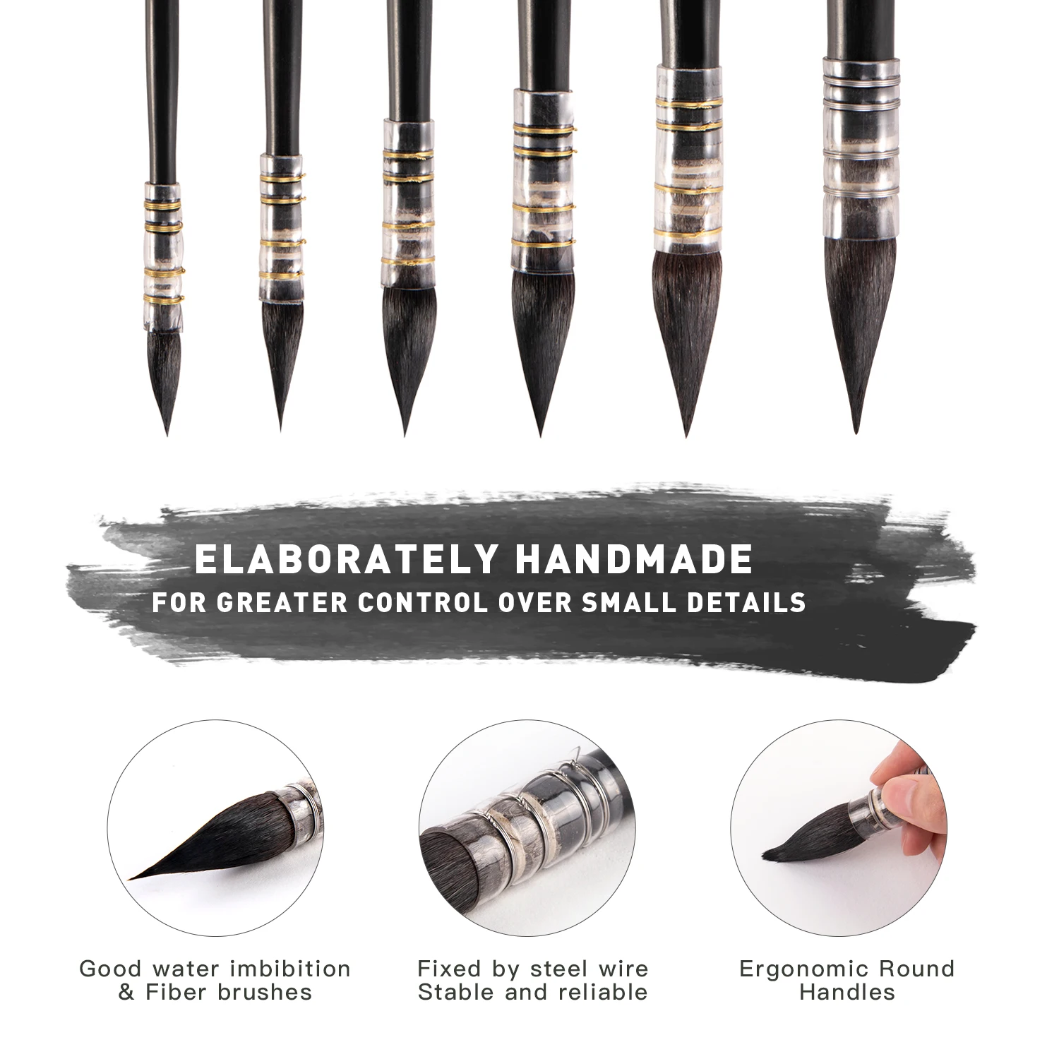 Squirrel Hair Round Mop Watercolor Brush Red Wooden Handle Art Acrylic Painting Brush