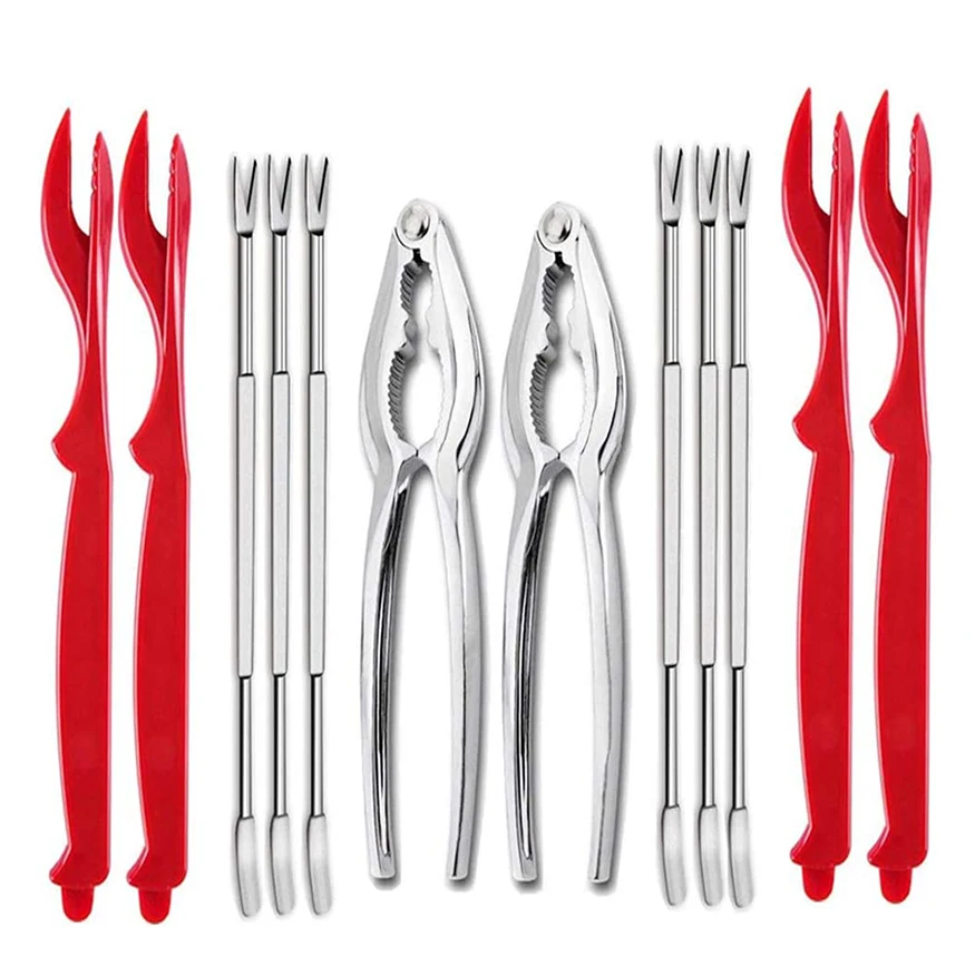 

12-Piece Lobster Picks Seafood Crackers Forks Nut Cracker Set Crab Crackers Tools