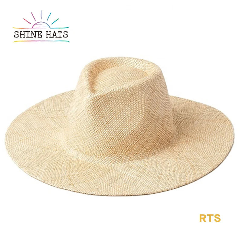 

2022 Luxury custom 9.5cm brim 100% natural straw hat women beach ladies sun summer Chapeau Femme fashion panama sombrero