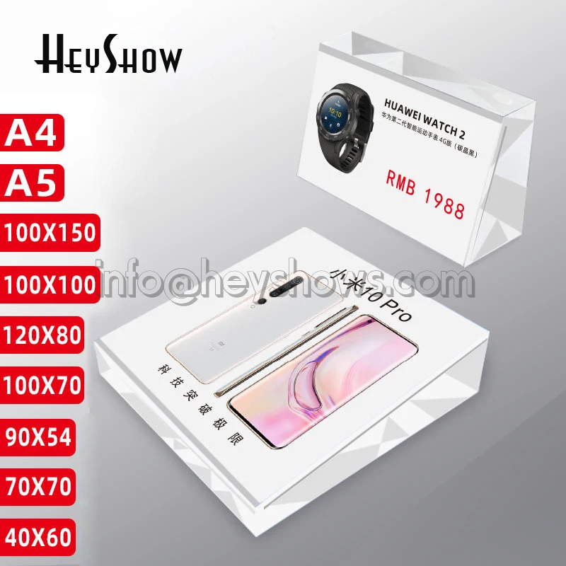 

Acrylic Price Tag Holder Desk Label Display Stand Crystal Photo Frame Table Paper Rack Hotel Sign Base For Retail Shop