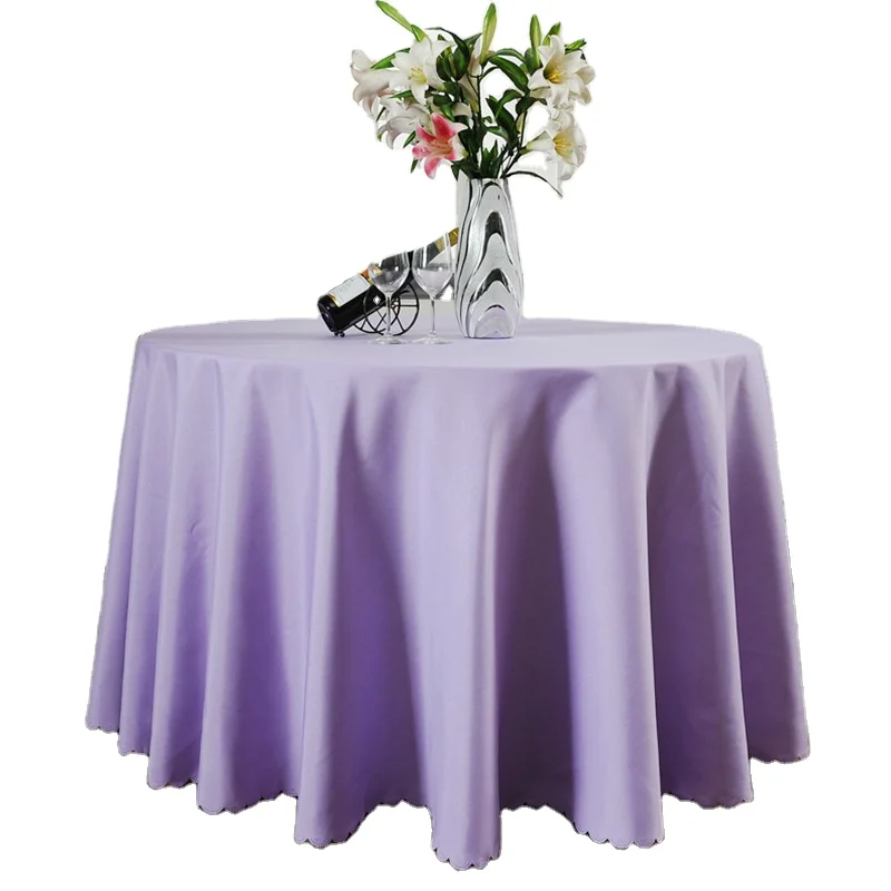 

118 Inch Round Tablecloth Restaurant White Polyester Table Covers for Banquet