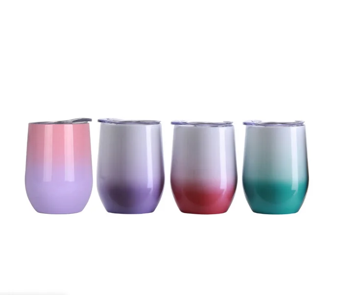 

RTS 12oz Double Wall Egg Shape Wine Beer Tumbler Cups Powder Paint Coated Tumblers Wine Tumbler, Customized colors acceptable