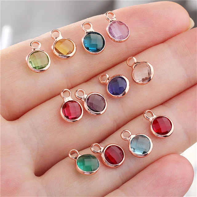 

10pcs Rose Gold  Crystals Birthstone Pendant Charms for Jewelry Making Bracelet Necklace