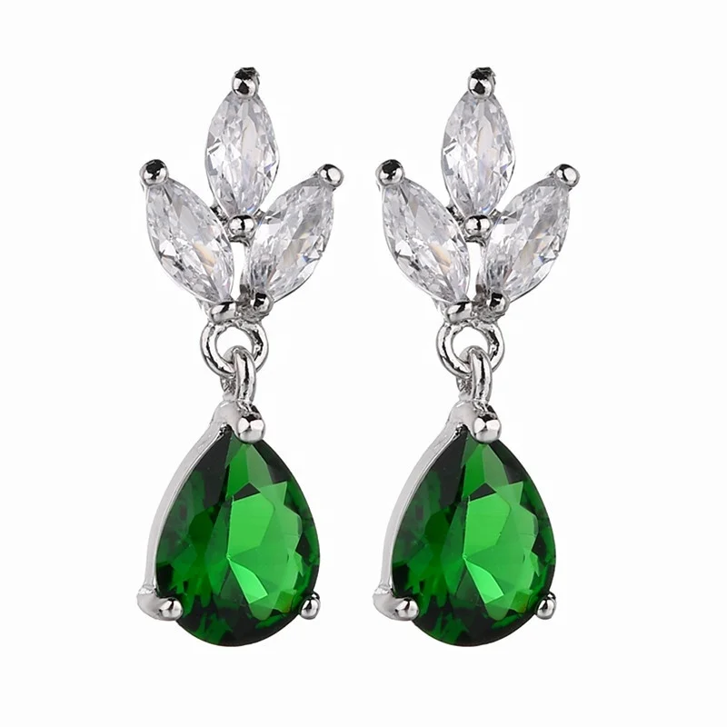 

Luxury Female Crystal Zircon Stone Earrings Fashion Rose Gold Filled Jewelry Vintage Double Stud Earrings For Women, Picture shows