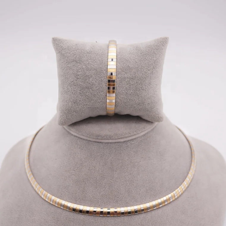 

Women Stainless Steel Choker Jewelry Sets Gold Plated Dress Accessories, Two tones