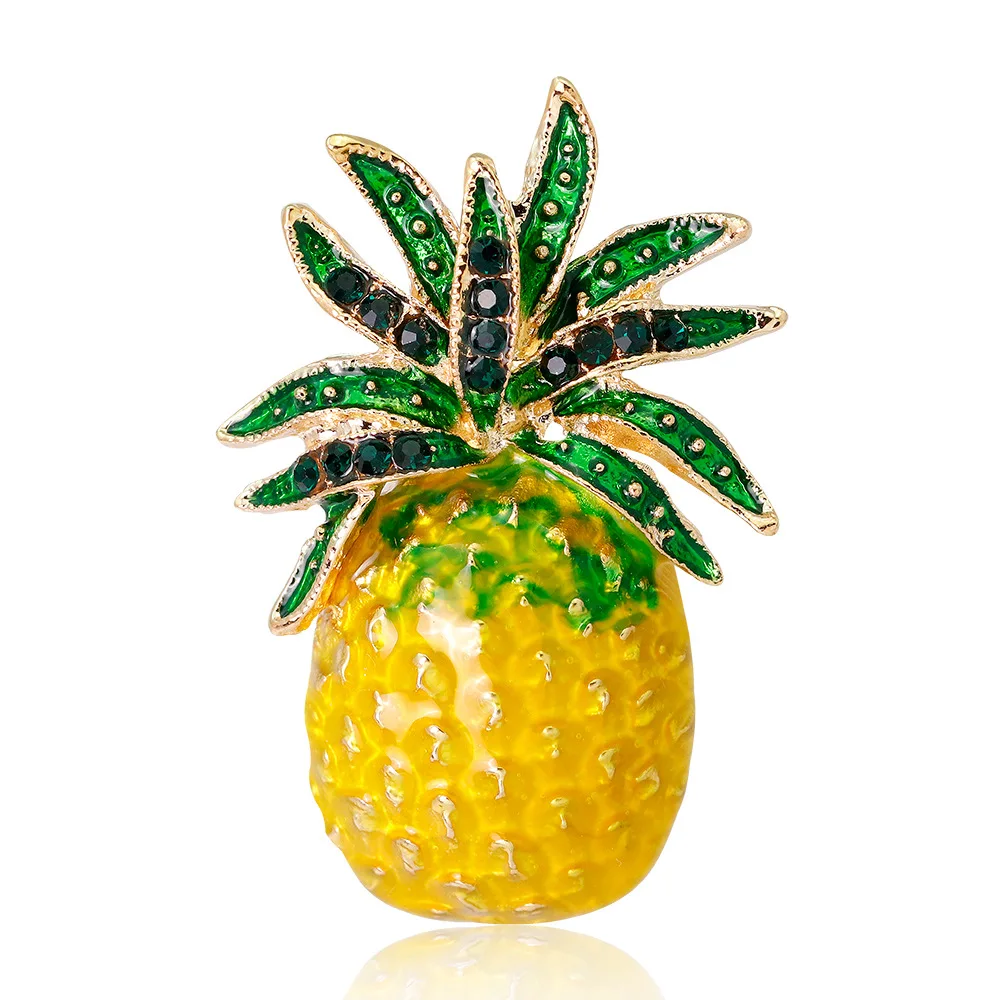 

2022 Trendy Creative Fruit Brooch Metal Brooches Wholesale Korean New Drop Oil Pineapple Corsage Fruits Brooch Pin For Men Women