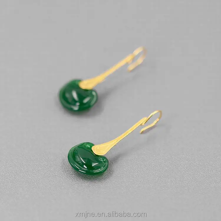 

Original Looking For Ruyi Pure Pure S95 Inlaid Jade Elegant Fresh And Elegant Earrings