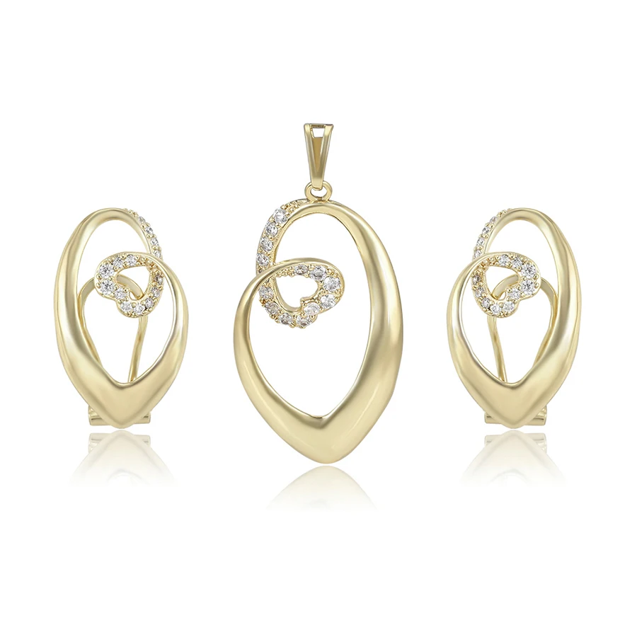 

65653 xuping 2019 gold plated newest design heart set pendant and earring