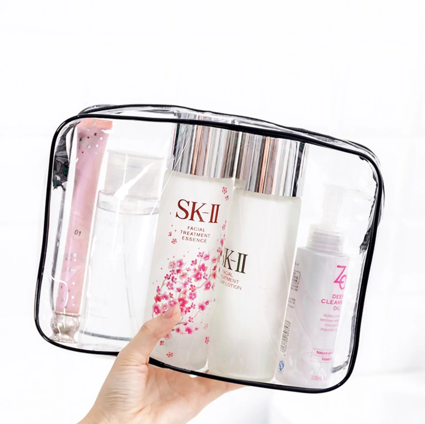 

Popular Custom Clear Cosmetics Makeup Bag Makeup Plastic Bag Clear Makeup Bag, Transparent, black